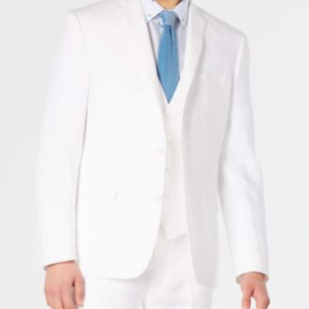 Bar III Mens Slim-Fit Blue Chambray S White 40S